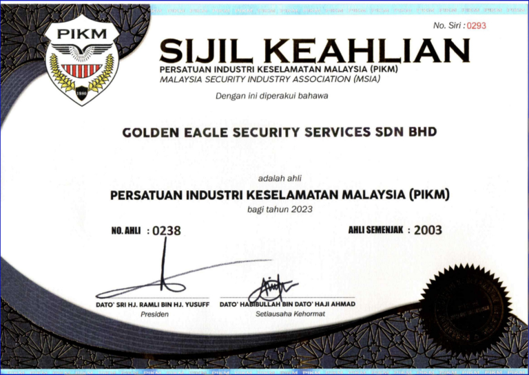 Golden Eagle Security Services PIKM Certificate